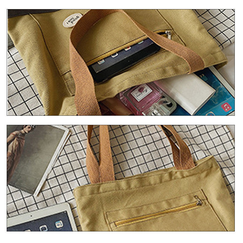 CHIC JOY Shoulder bag new large capacity canvas bag simple solid color shoulder tote bag simple student bag canvas bag