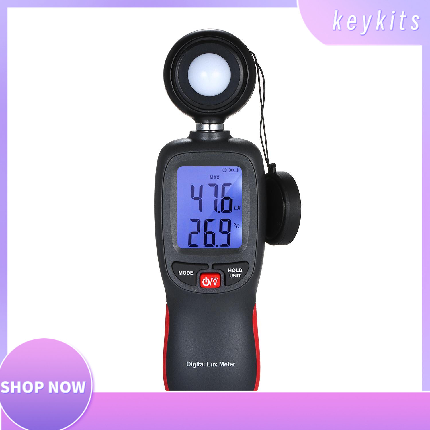 Digital Lux Meter LCD Display Handheld Illuminometer Mini Luminometer Photometer Luxmeter Light Meter 0-200000 Lux with Max/Min/Data Hold Mode