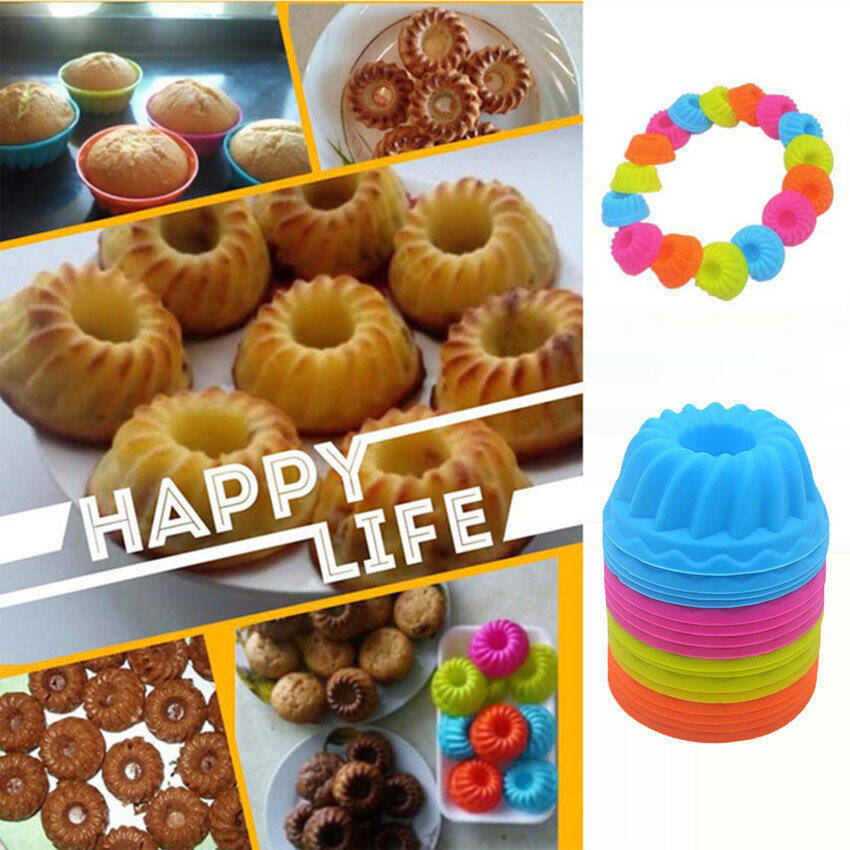 6/12pcs Silicone cupcake chén nướng 6 gói, tái sử dụng & không dính giấy lót bánh cupcake muffin chủ sở hữu thiết lập cho Đảng Halloween Giáng sinh, dễ lau chùi Pastry Khuôn Muffin