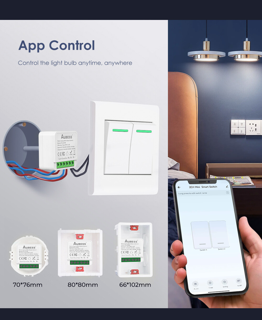 【el style】HOT SALE Mini Tuya Smart 2 gang WIFI Switch DIY Switch Module Support Two Way Switch APP Control Work With Alexa and Goo-gle Home Yandex Alice