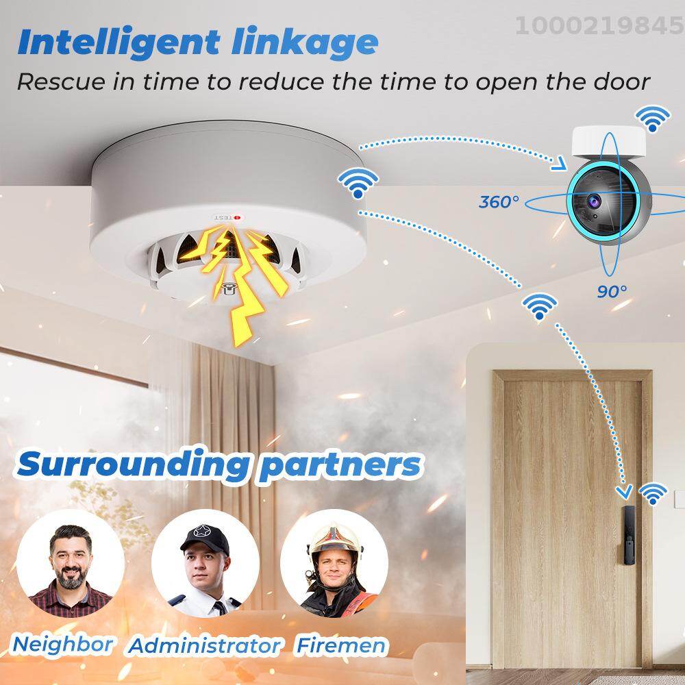 Cảm biến thông minh tuya Wifi BT hai kết nối máy dò khói nhiệt độ độ ẩm thiết bị đo lường 80dB báo động âm thanh với điện thoại di động ứng dụng từ xa đẩy cảnh báo chức năng tương thích với Alexa và Google nhà điều khiển bằng giọng nói