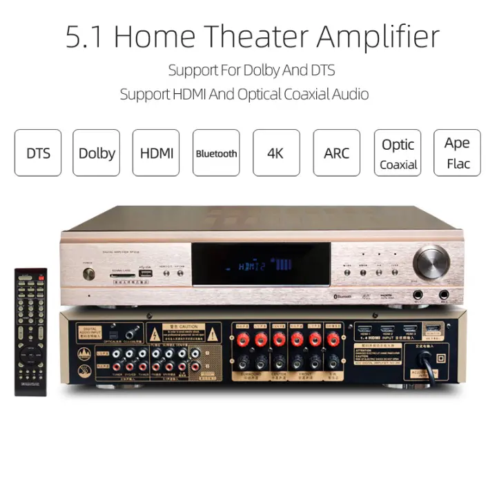 5 1 Home Theater Amplifier Hdmi And Arc Hd Digital Optic Coaxial Audio Support Dolby And Dts Smart Tv Tv Box Bluetooth Usb Music Play Speaker Power Amplifier System Lazada