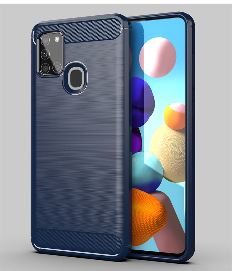 Samsung galaxy a21s case samsunga21s a 21s carbon fiber tpu soft silicone back cover armor phone case casing
