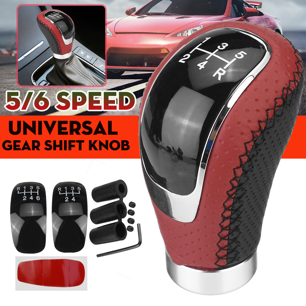 5/6 Speed Universal Gear Shift Knob Shifter Lever Stick Replacement For All Manual Car