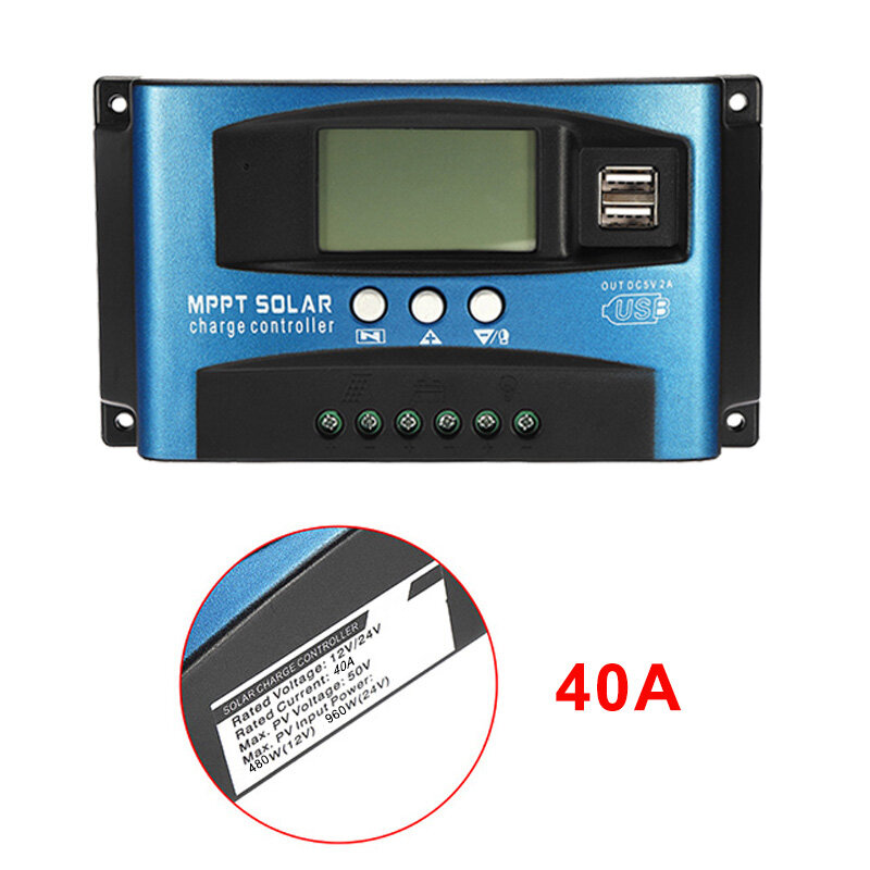 MPPT 40/50/60/100A 12/24V Solar Panel Regulator Charge Controller Solar Control