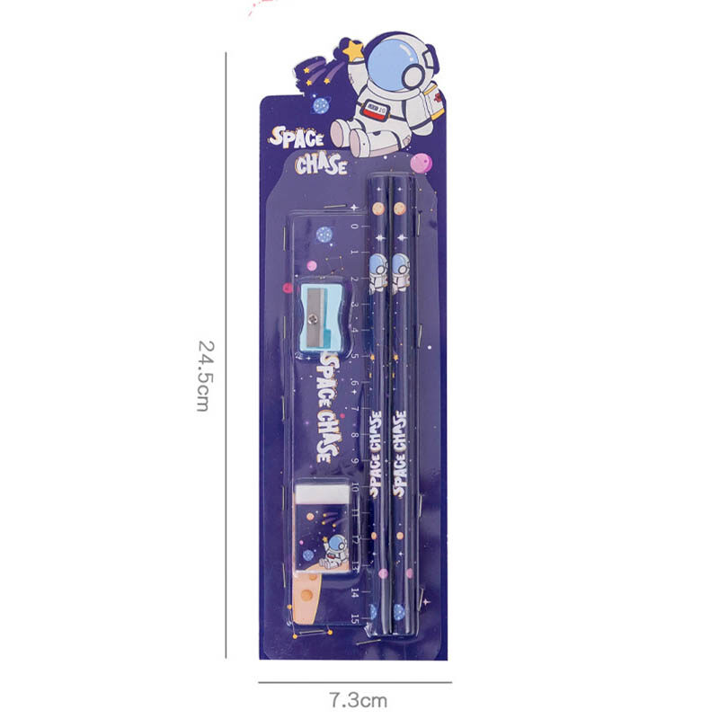5 Pieces School Supplies Set Pencil Sharpener Eraser Ruler Set for Student