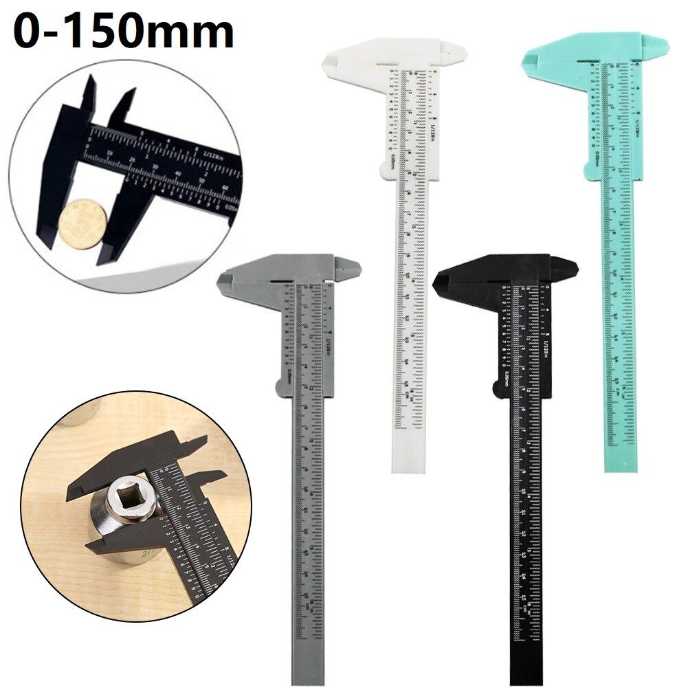 0-150mm Vernier Caliper DIY Double Rule Scale Plastic Vernier Caliper Mini Measuring Ruler Tool