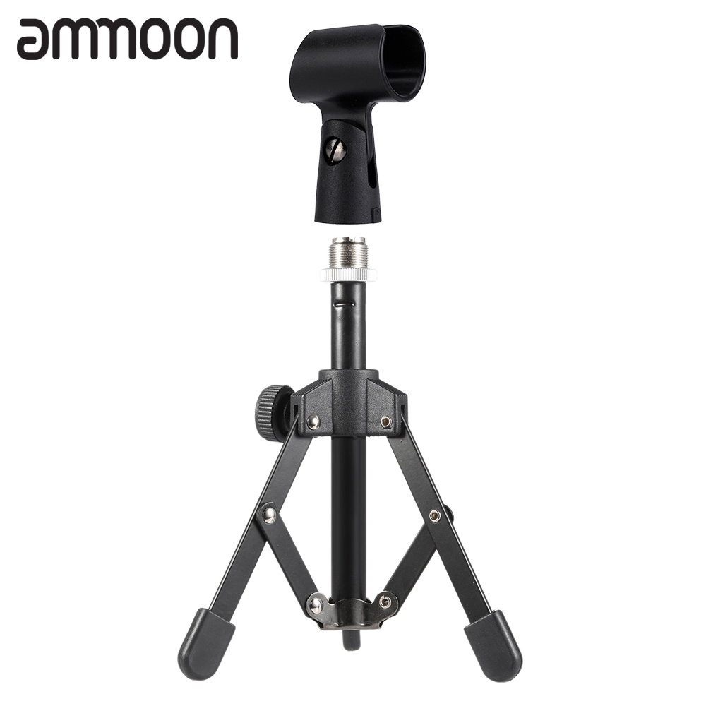 MS-12 Mini Foldable Microphone Stand Tripod with MC5 Mic Clip Holder Bracket