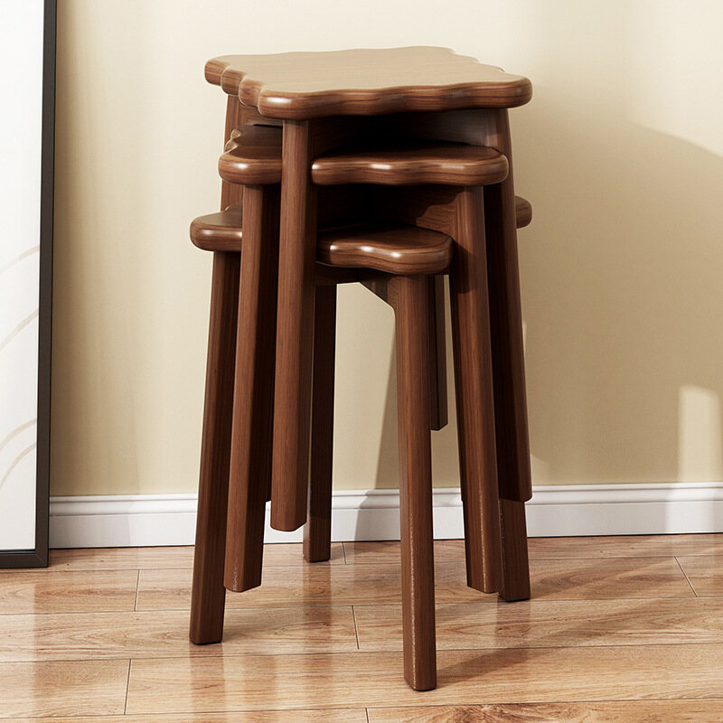 Full solid wood biscuit stool, home dining room bench, living room stool, can be stacked, high stool, dining table stool, creative dining stool