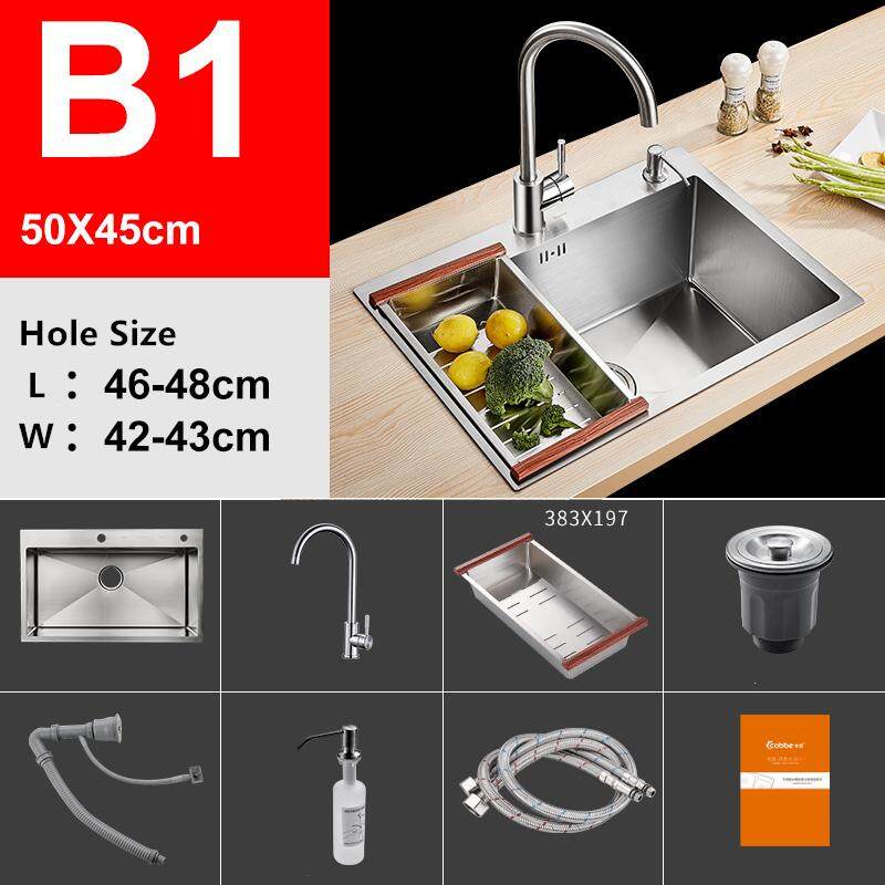 Manual Sink 304 Stainless Steel Manual Thickening Sink Kitchen Sink Single Slot By Babaduang