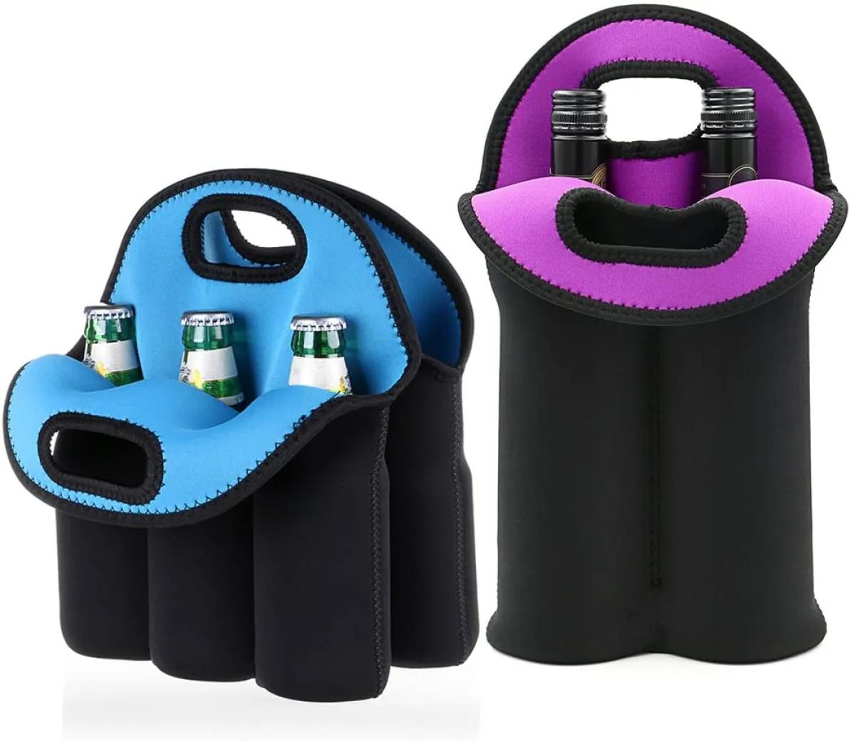 Hipiwe Set Of 2 Insulated Neoprene Wine Carrier Tote Bag 6 Pack Beer Water Can Carrier Tote Bottle Holder Baby Cooler Bag Perfect For Travel With Secure Carry Handle Lazada