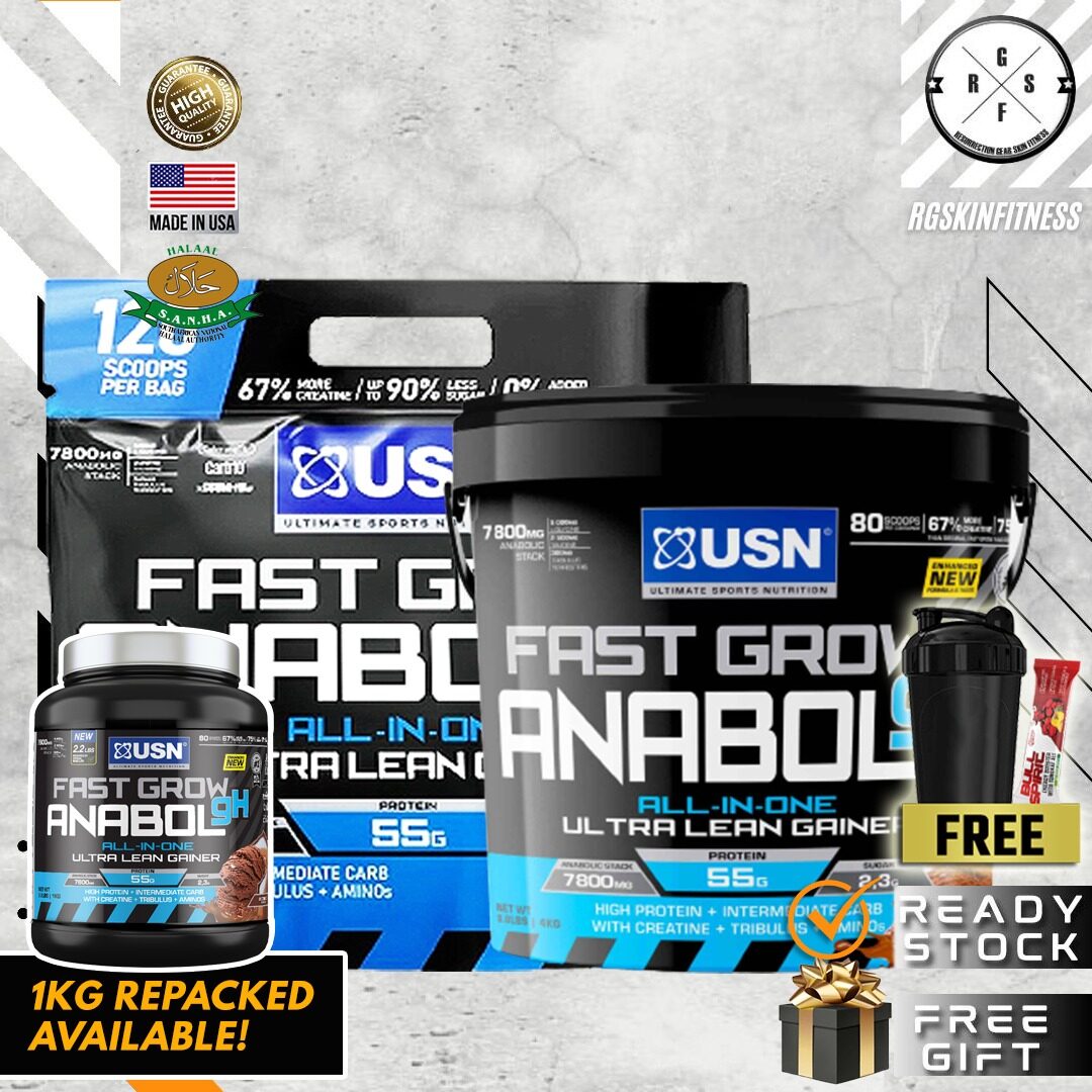 USN Fast Grow Anabolic Ultra Lean Gainer 1kg/4kg/6kg High Protein Mass