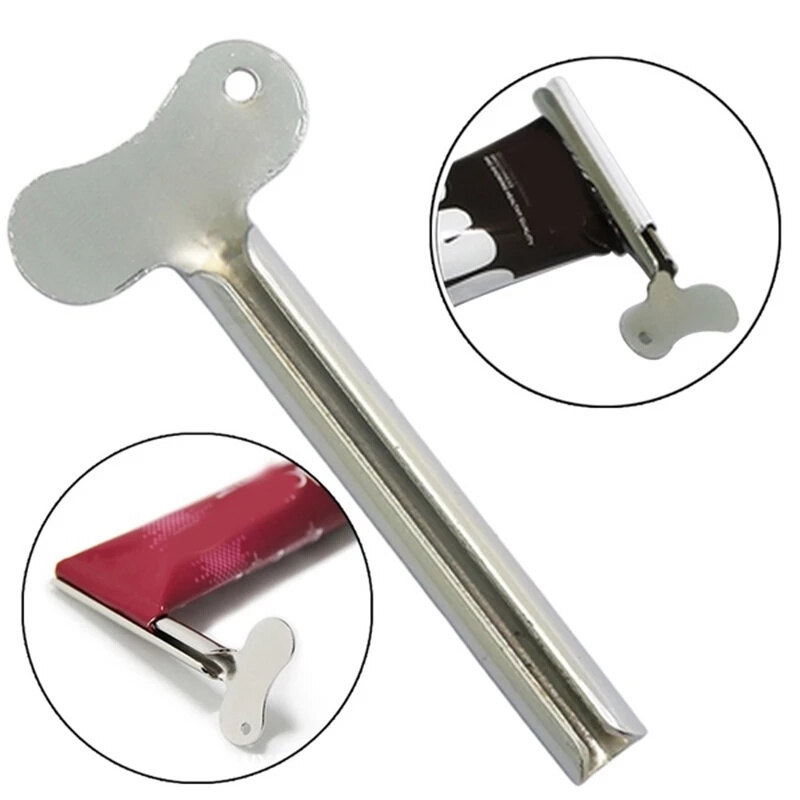 1pc Stainless Steel Toothpaste Squeezer Bathroom Accessories Facial Cleanser Toothpaste Tube Rolling Press Squeezer Dispenser