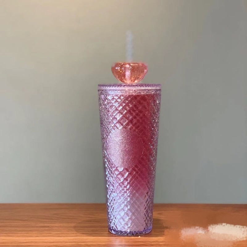 Starbuck Official Store Starbuck 2022 Valentine's Day 710ml Shining Crown Double-layer Plastic Straw Cup Love Durian Cup Giveaway Starbuck Cup Starbuck Tumbler 2022