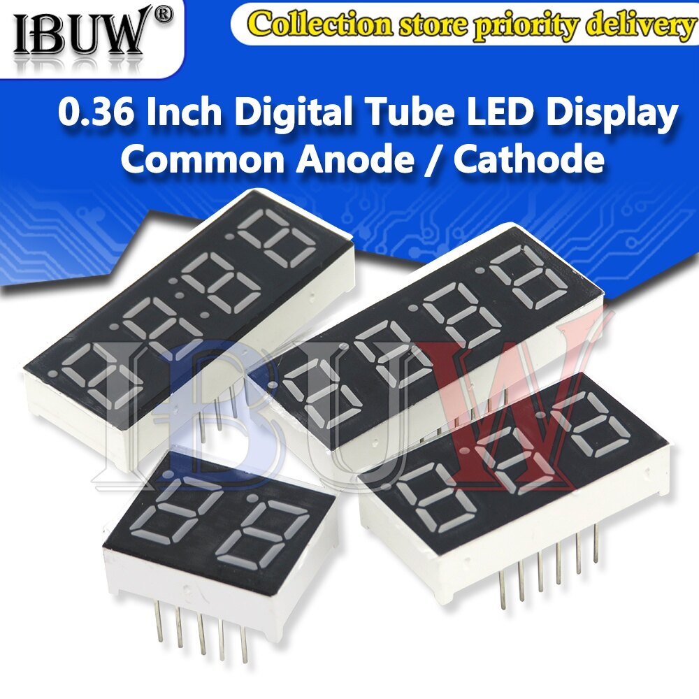 5pcs 0.36inch led display 7 segment 1 bit/2 bit/3 bit/4 bit digit tube red common cathode / anode digital 0.36 inch led