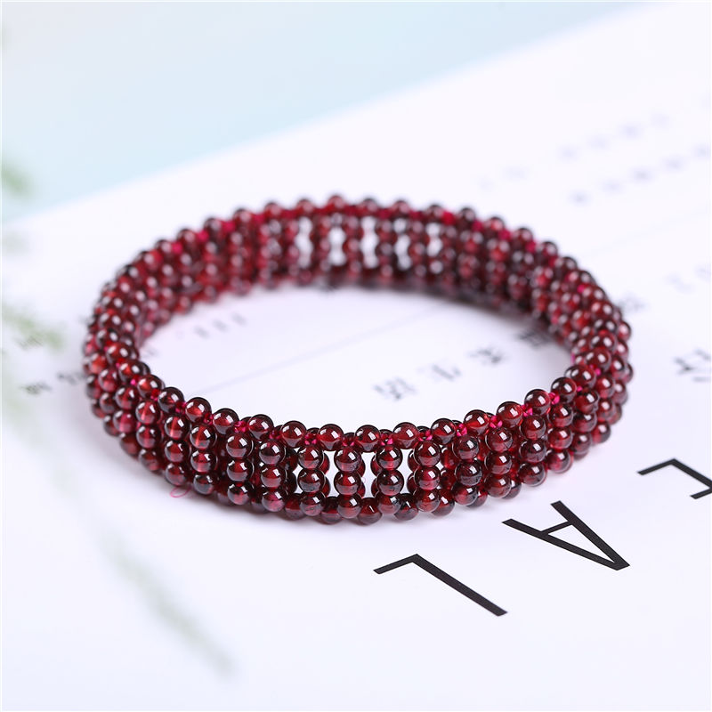 Natural Garnet Bracelet purplish red garnet pure hand woven Bracelet women's beauty
