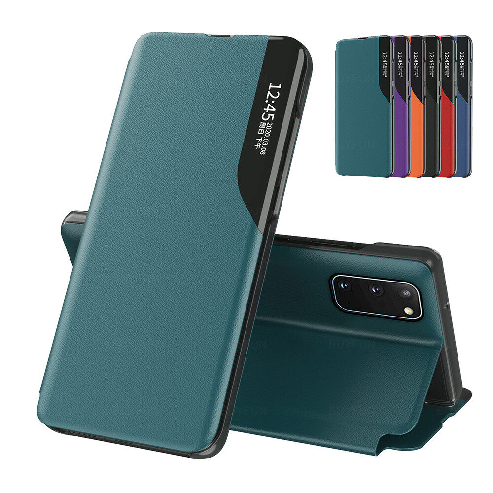 Leather smart window view flip moblie phone covers case for samsung galaxy s20 fe s20plus s20ultra s10 s10plus s9 s9plus s8 s8plus note 20 ultra note 10 plus note10 lite note9 note8 samsung s22 s23 ultra s22 s23 plus samsung s23 ultra magnetic stand cases