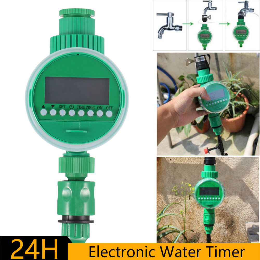 Electronic Automatic Irrigation Controller Watering Control Device LCD Display Automatic Intelligent Electronic Garden Water Timer Rubber Solenoid Valve Irrigation Sprinkler Control Irrigation Timer for Garden Adjustable Mode Spraying Garden Irrigation