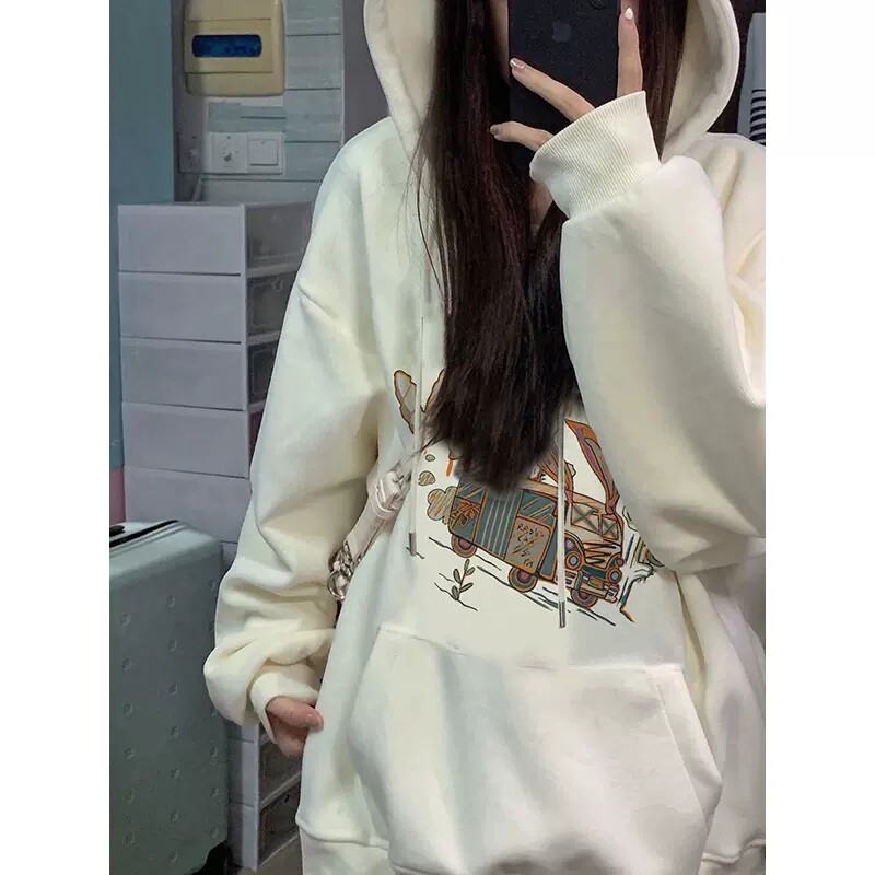 SELVZE Korean Style Women's Hoodie Loose Long Sleeve Pullover