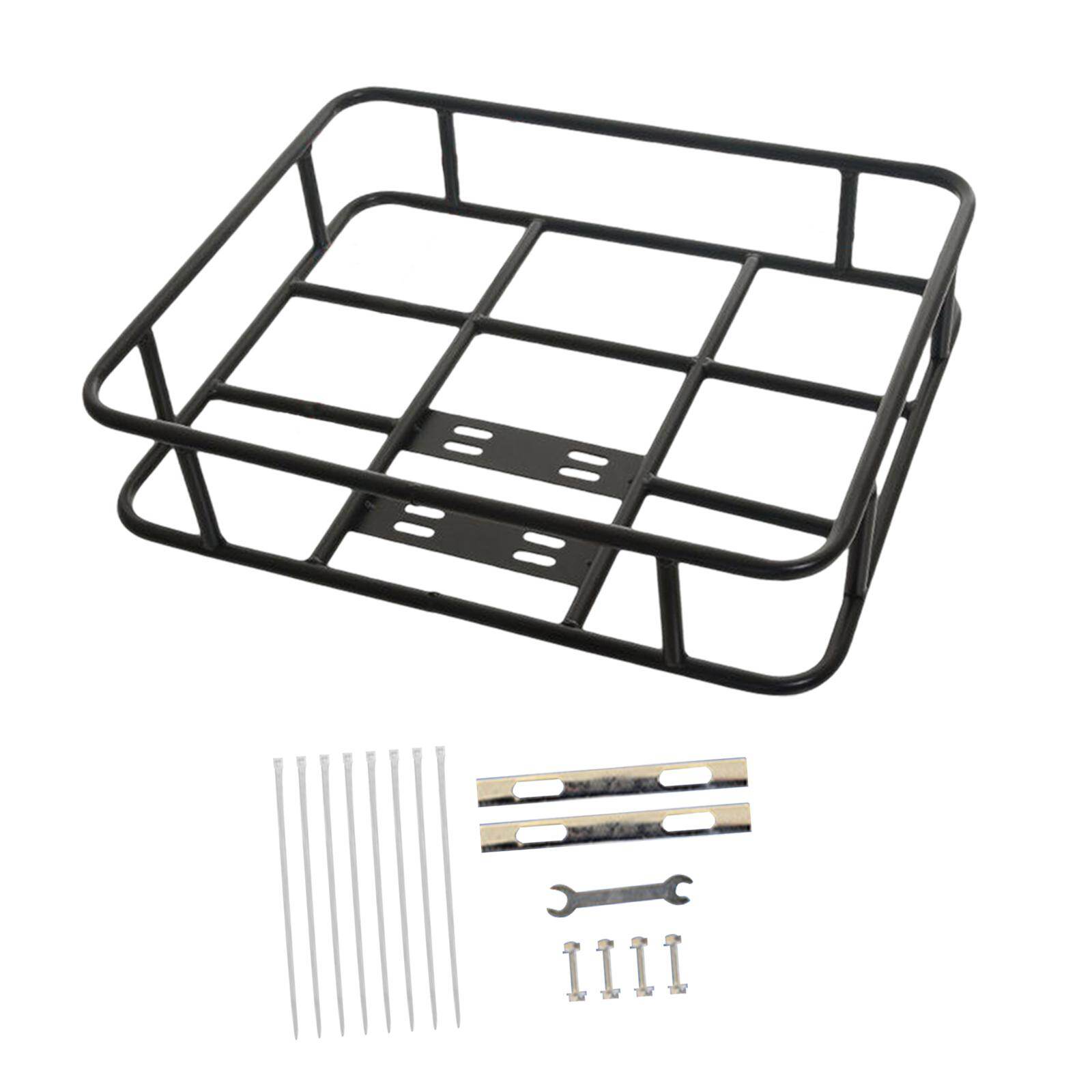 Baoblaze Bicycle Storage Basket Front Bike Basket Front Rear Hanging Bike Cargo Rack Luggage Package Rack Metal Panniers Carrier for Mountain Bikes