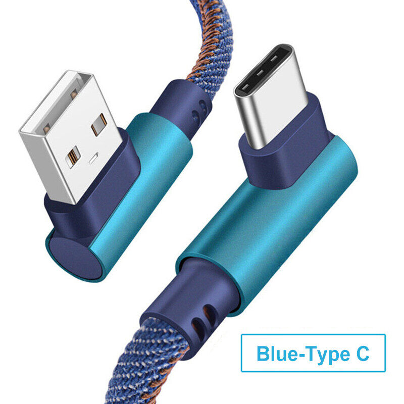 Cáp Sạc Nhanh Truyền Dữ Liệu Micro USB/Loại C/ Lightning 90 Độ Cáp Sạc USB 25Cm 1M 2M Cho Trò Chơi Cho iPhone 11 Pro XS MAX / Android / Type C XR XS X