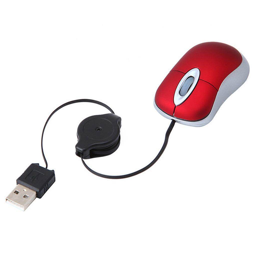 Lovely Mini Wired Mouse Retractable USB Cable Ergonomic Office Computer PC Laptop Gaming Mice