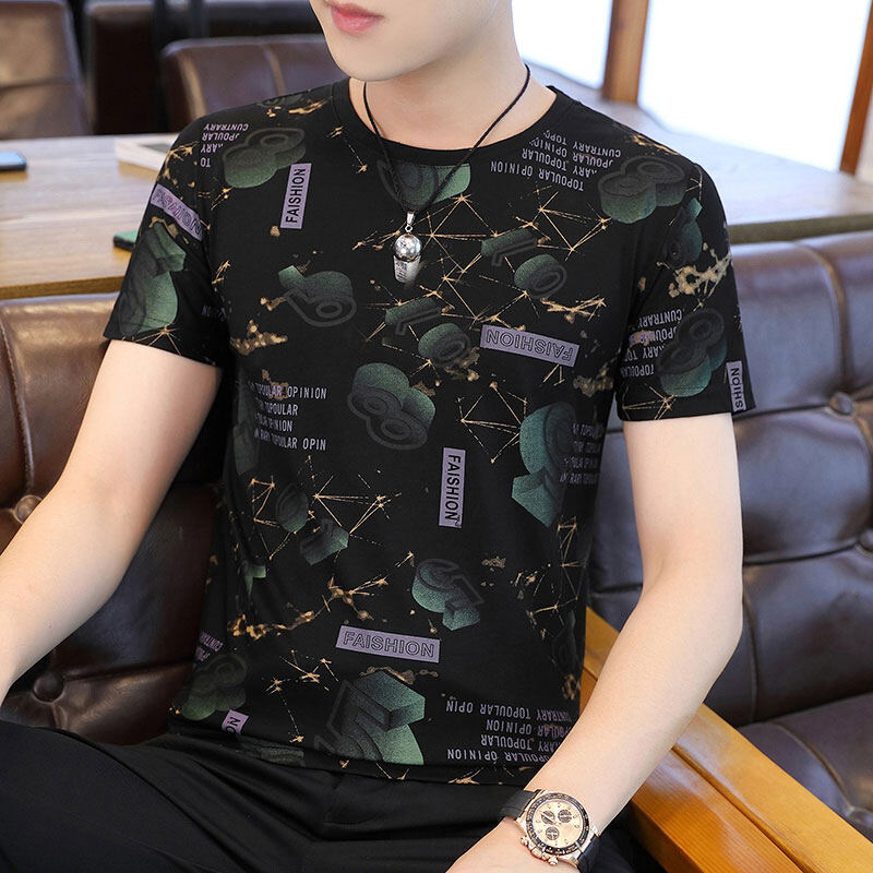 Áo Thun Nam, Áo Thun Ngắn Tay Áo Thun Họa Tiết Cổ Tròn, Áo Thun Áo Thun Nam