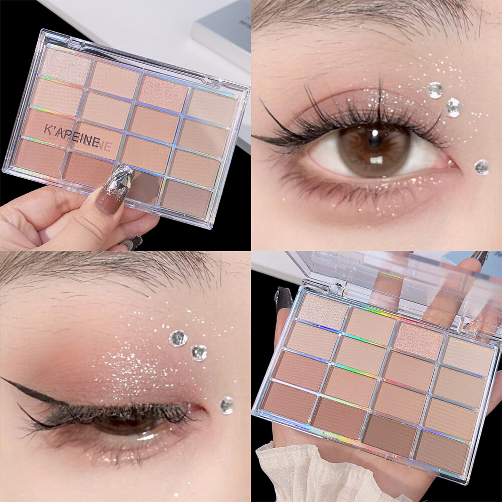 16 Colors Pearlescent Eyeshadow Palette Colorful Shimmer Matte Pigment Waterproof Lasting Earth Eyeshadow Powder Makeup