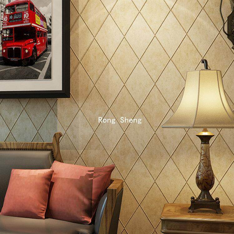 RS 0.53*10 m Kim Cương Latticed Không dệt Wallpaper3d Phòng Ngủ Phòng Khách TRUYỀN HÌNH Nền Giấy Dán Tường