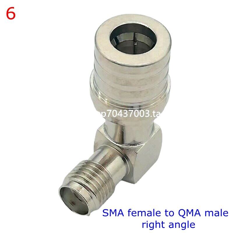 Brass rf 50ohm sma to qma male to sma female connector adapter qma to rpsma 90 degree right angle rf coaxial brass nickel plated qma male to sma female 6ghz