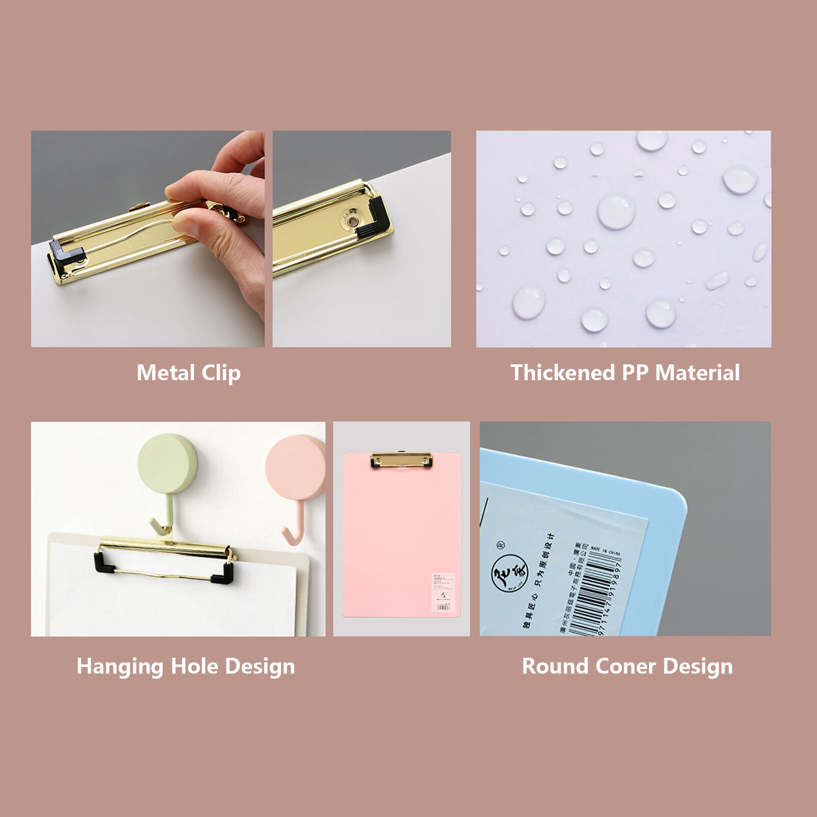 A4 Plastic Clipboard Hardboard Writing Pad Profile Clip with Hanging Hole for Students School Office