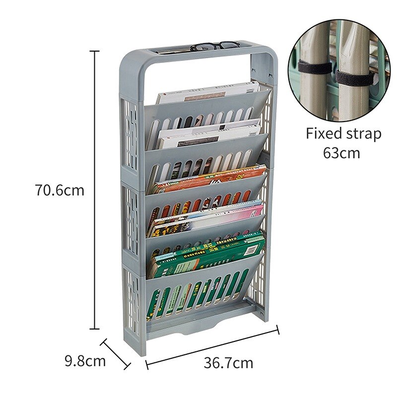 5 Layers Desk Side Bookshelf Classroom Desk Book Storage Rack Shelf