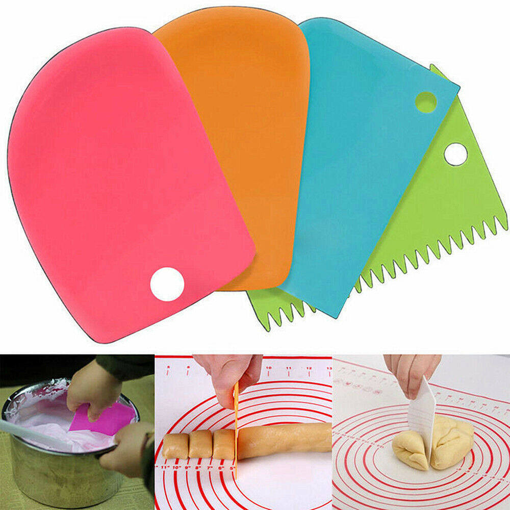 [YESPERY] 3 Cái/bộ Pastry Scraper Công Cụ Kit Dụng Cụ Nạo Bánh Bộ Dụng Cụ Cắt Nấu Ăn Trang Trí Cạnh Lược & Kem Mịn Hơn Dụng Cụ Làm Mềm Bột Bánh Mì