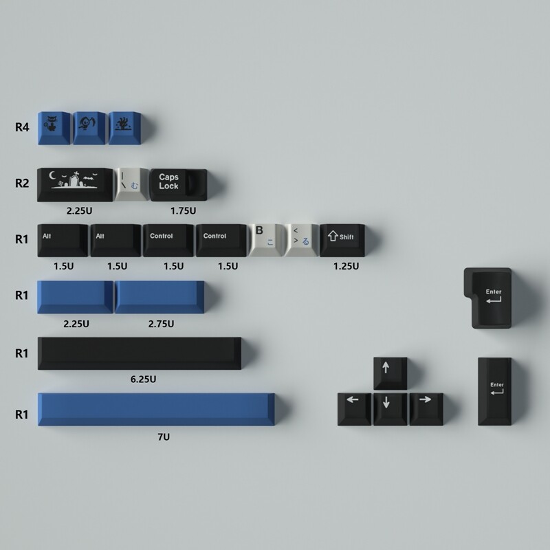 【Keycap only】gmk Nửa Đêm Keycap Nhật Bản Cherry hồ sơ PBT năm mặt thăng hoa Keycap cho công tắc Cherry MX Bàn Phím Cơ RK61/Anne Pro 2/gk61