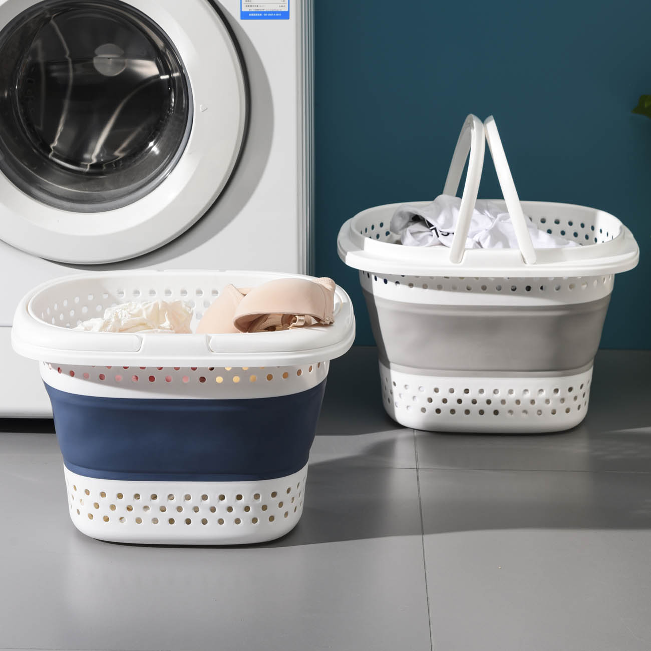 CNMF Collapsible Foldable Laundry Backet with Handle Clothes Storage Basket Container Organizer Hamper Space Saving