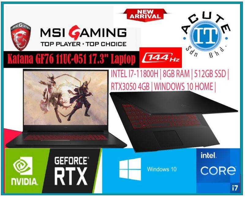 MSI GF76 11UC 051 17.3 FHD 144Hz Gaming Laptop Malaysia
