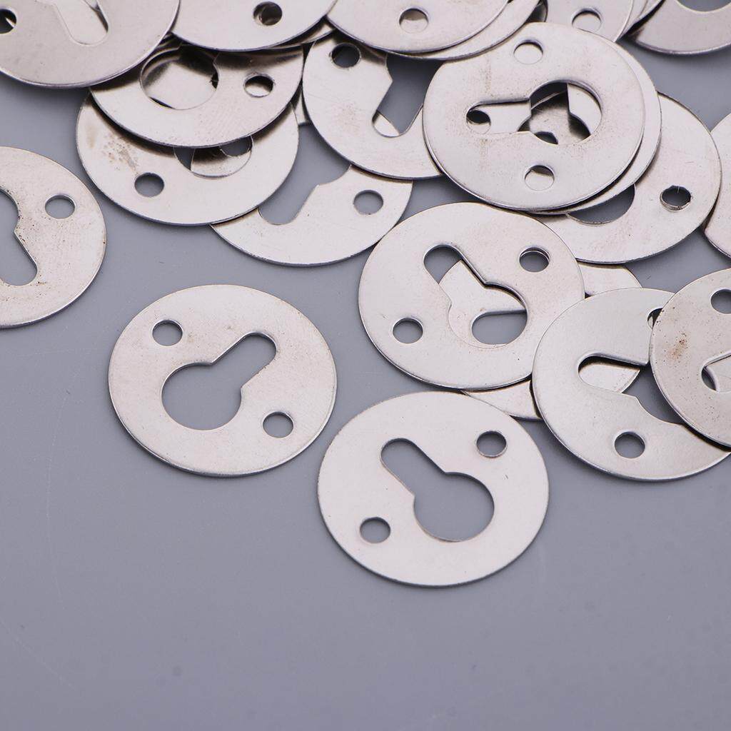 100 Pieces Metal Round Type Keyhole Shelf Brackets Hangers for Picture Frame Hanging Silver Tone