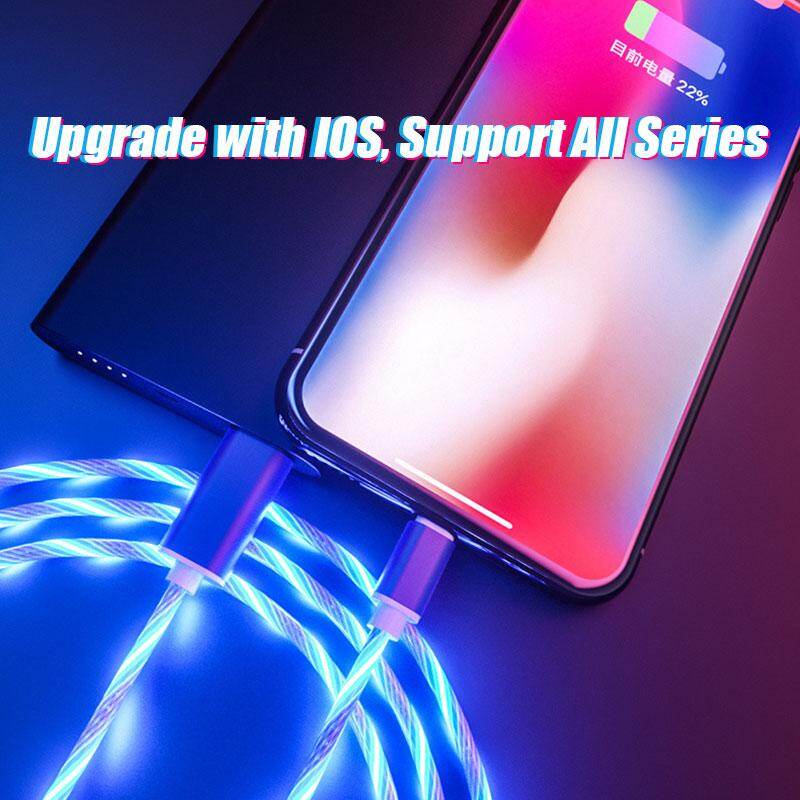 Cáp Sạc Nhanh USB 1/2M Có Đèn LED Truyền Dữ Liệu, Phát Sáng Trong Bóng Tối, Vỏ Kim Loại, Dùng Cho iPhone XS Max Samsung S10, Hauwei, Xiaomi...