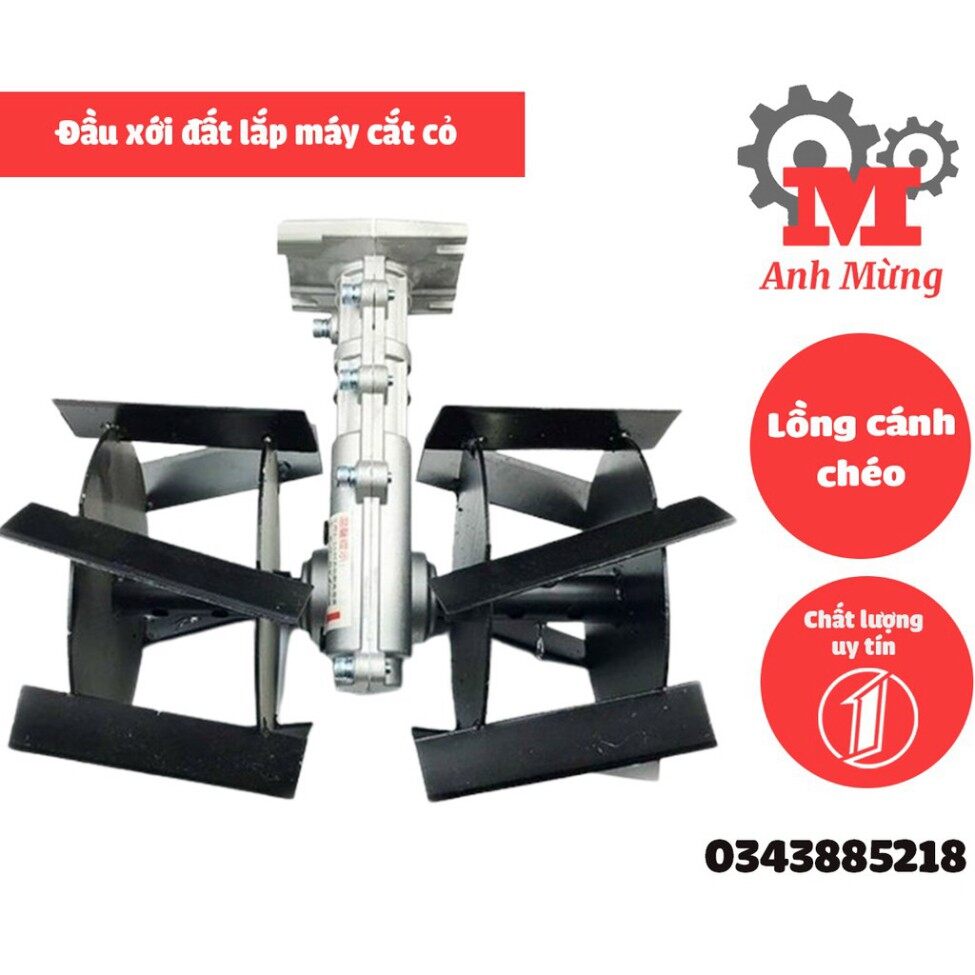 Đầu Xới Đất Lắp Máy Cắt Cỏ, Có Lồng Cách Chéo Dễ Di Chuyển