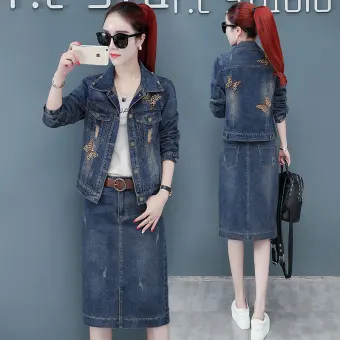 denim suit for ladies