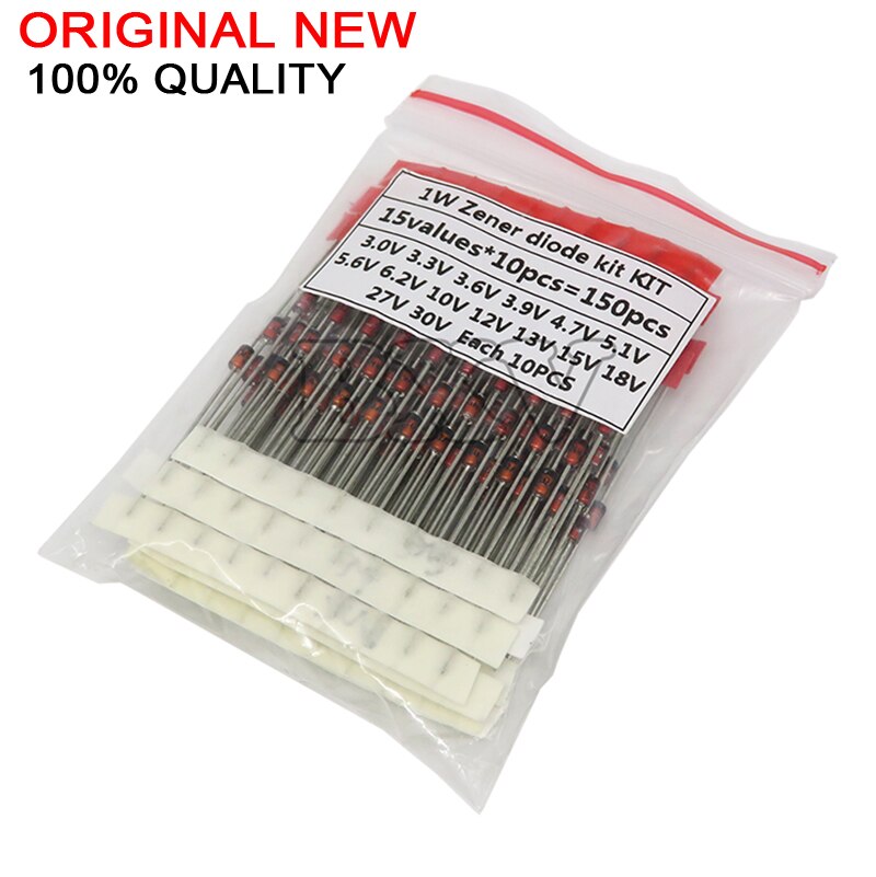 150pcs 1w zener diode kit do 41 15values*10pcs 3v 30v component diy kit steady pressure tube kit