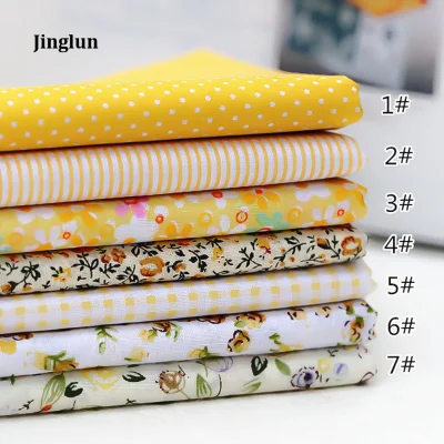 Jinglun 7pcs/set DIY Assorted Pattern Floral Printed Patchwork 100% Cotton Fabric Cloth Crafts Bundle Sewing Quilting 25x25cm