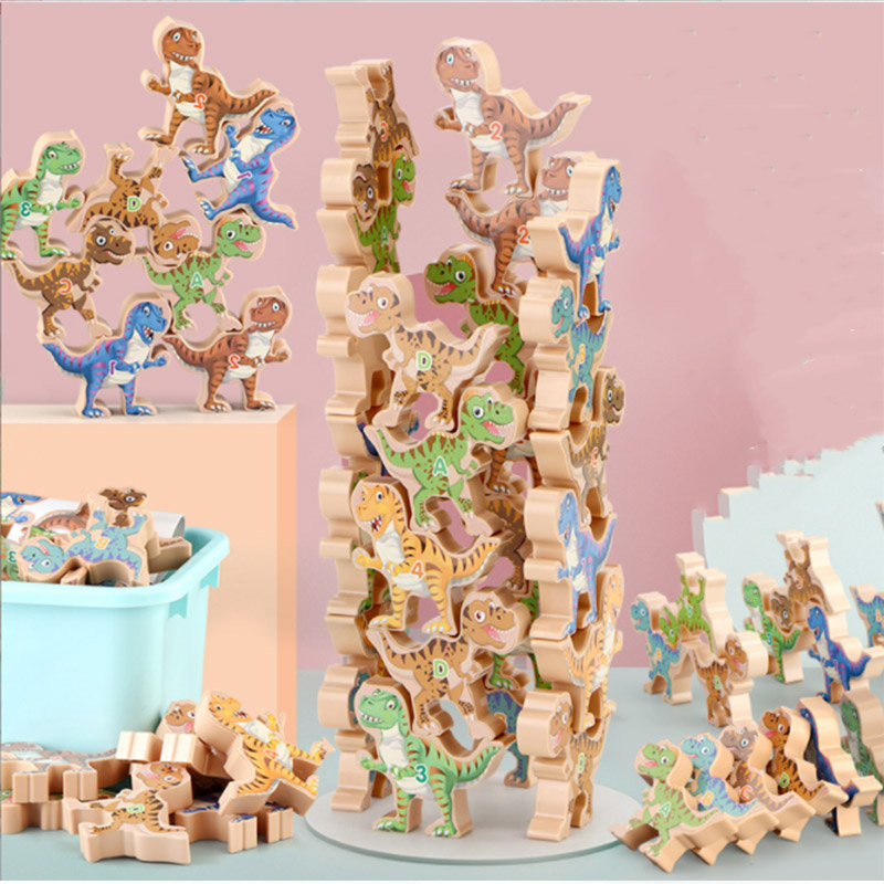 HS Jurassic Dinosaur Stacking Fun Puzzle develops educational toys for 3 years old early education parent-child games children's toys