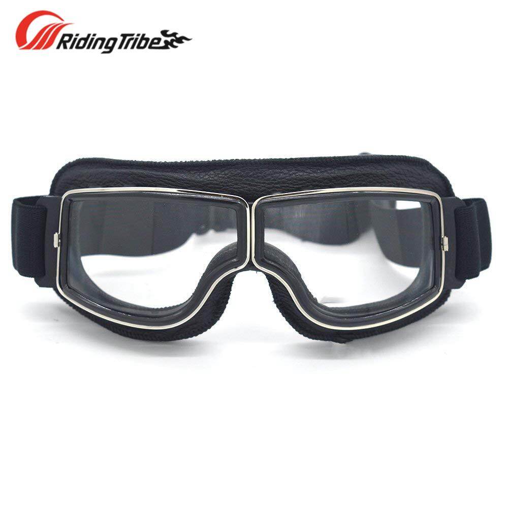 Riding Tribe Men Motorcycle Goggles Protective Leather Vintage Motor Scooter Goggles Pilot Ski Sunglasses Helmet Riding Eyewear
