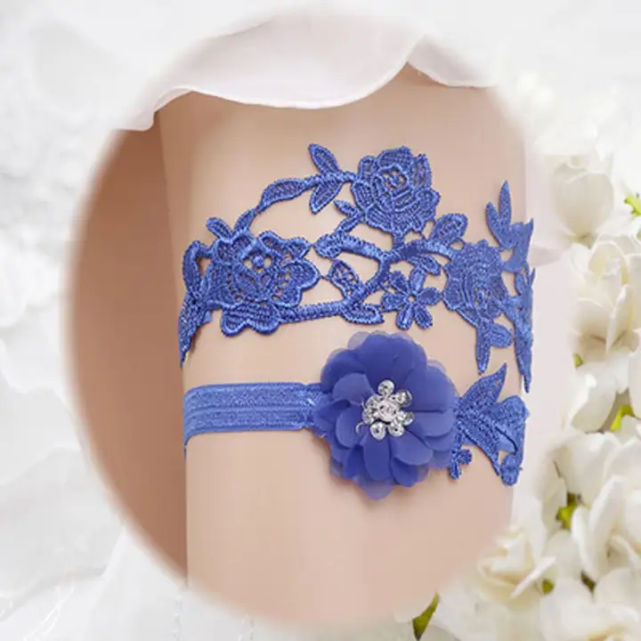 Aksesori Pernikahan Kepribadian Sabuk Suspender Berlian Imitasi Biru Bordir Bunga Renda Garter Pengantin Cincin Kaki Cincin Paha Lazada Indonesia
