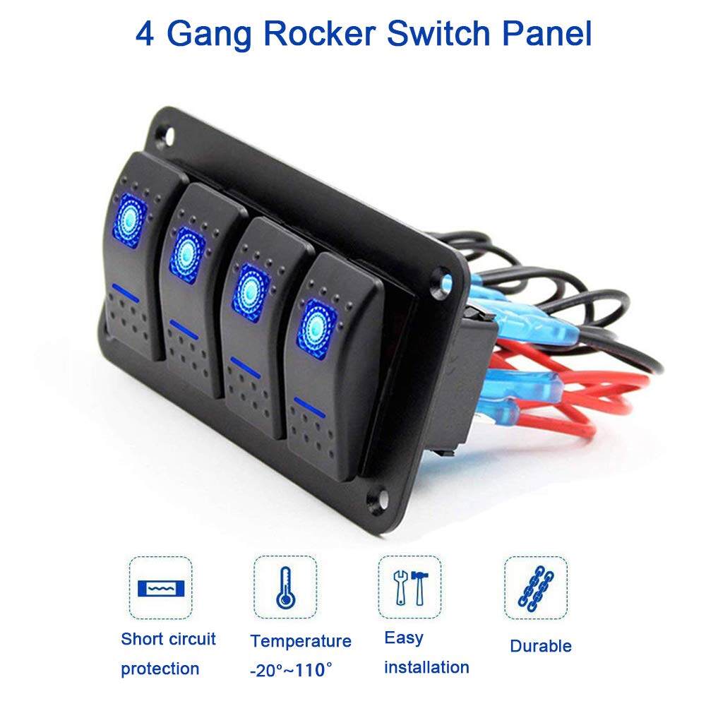 Bảng Công Tắc 3/4/5 Gang, Bảng Công Tắc Bật Tắt 12V/24V Bộ Sạc USB Kép 4,8A Công Tắc Bật Tắt Cho Ô Tô Xe Tải Thuyền Hàng Hải