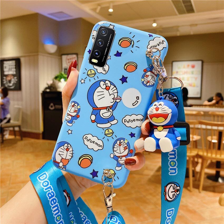 For VIVO Y21 Y21s Y33s Y15s Y15A Y53s Y12s Y20s Y20 Y20i Y20s G Y12A Y51 2020 Y31 Y51A Y17 Y15 Y12 Y12i Y11 Y91C Y1s Y91 Y95 Y93 Y91i Cute Phone Case Cartoon Doraemon Silicone Soft Casing Cover Crossbody Bag