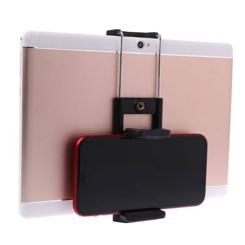 Tripod Mount Clamp 1/4'' Thread Stand Tablet Phone Holder Bracket Adjustable Extendable Adapter for Apple iPhone iPad Samsung Huawei Xiaomi