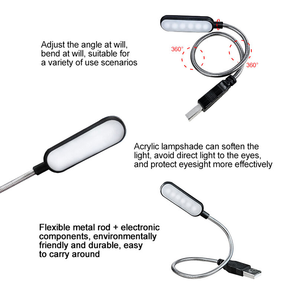 Đèn LED Để Bàn Linh Hoạt Chinatera Đèn Bàn Ngủ Bảo Vệ Mắt Sách Vở Học Tập Sách Vở Cầm Tay Có Cổng USB Nguồn Điện USB Ánh Sáng Trắng