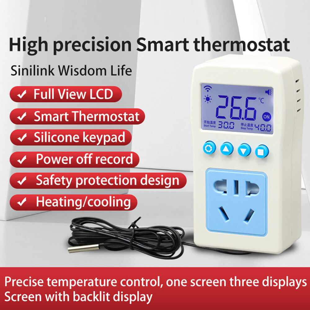 diymore Bộ Điều Nhiệt Thông Minh WIFI AC 110-220V Bộ Điều Khiển Nhiệt Độ Điều Khiển Từ Xa Bằng Ứng Dụng Công Tắc Hẹn Giờ Điều Khiển Làm Nóng Làm Mát Ghi Nhiệt Độ